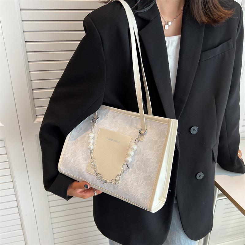 Personalized Fashion Bag Women's New Summer Large-capacity Pearl Chain Shoulder Bag Niche Design Armpit Bag