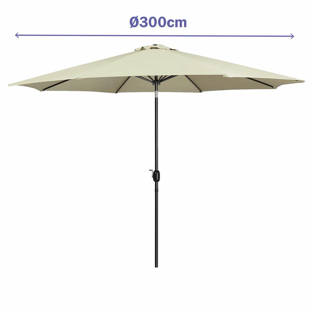 Marbueno Umbrella Steel 8 Ribs D300 cm Polyester Beige Garden, Pool, Terrace 10486