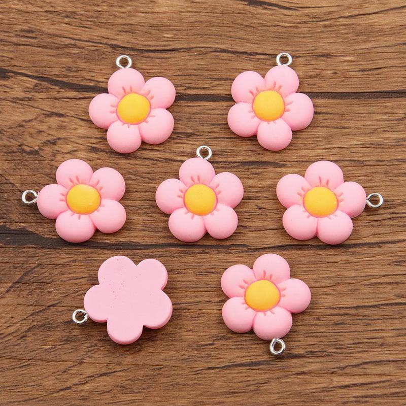 5/10pcs Colorful Acrylic Cute Flower Shape Loose Charm Pendants 21*24mm for Necklace DIY Craft Jewelry Making Accessories