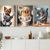 Dog Diamond Painting Cat Toilet Cartoon Diamond Mosaic Animal Full Round_Square Drill Embroidery Funny Bathroom Wall Decor Art