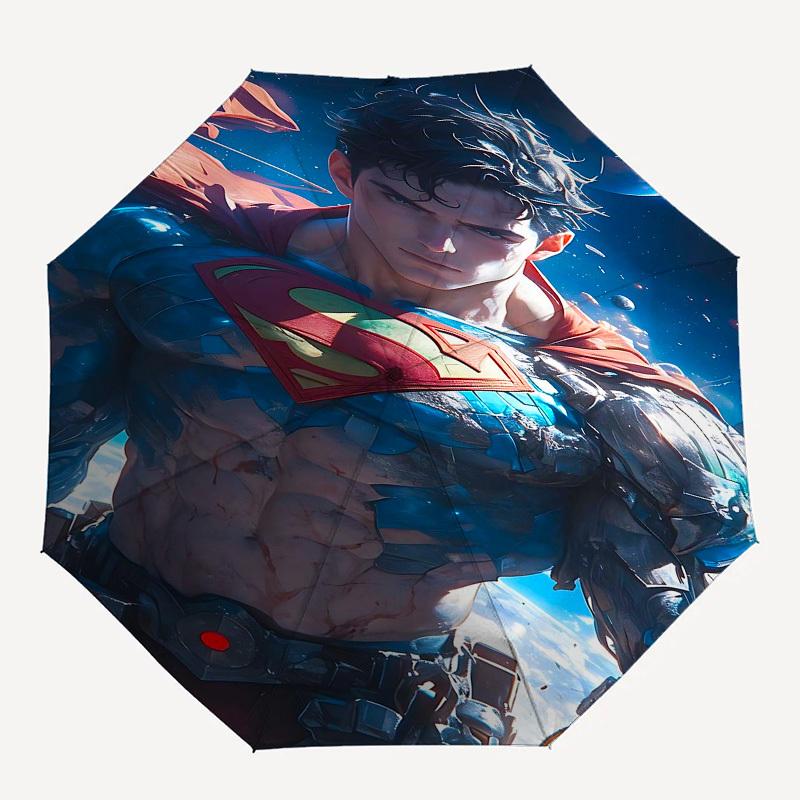 1pc Superman Space Automatic Folding Umbrella - Compact 8-Rib Design, Durable Plastic & Iron1089L