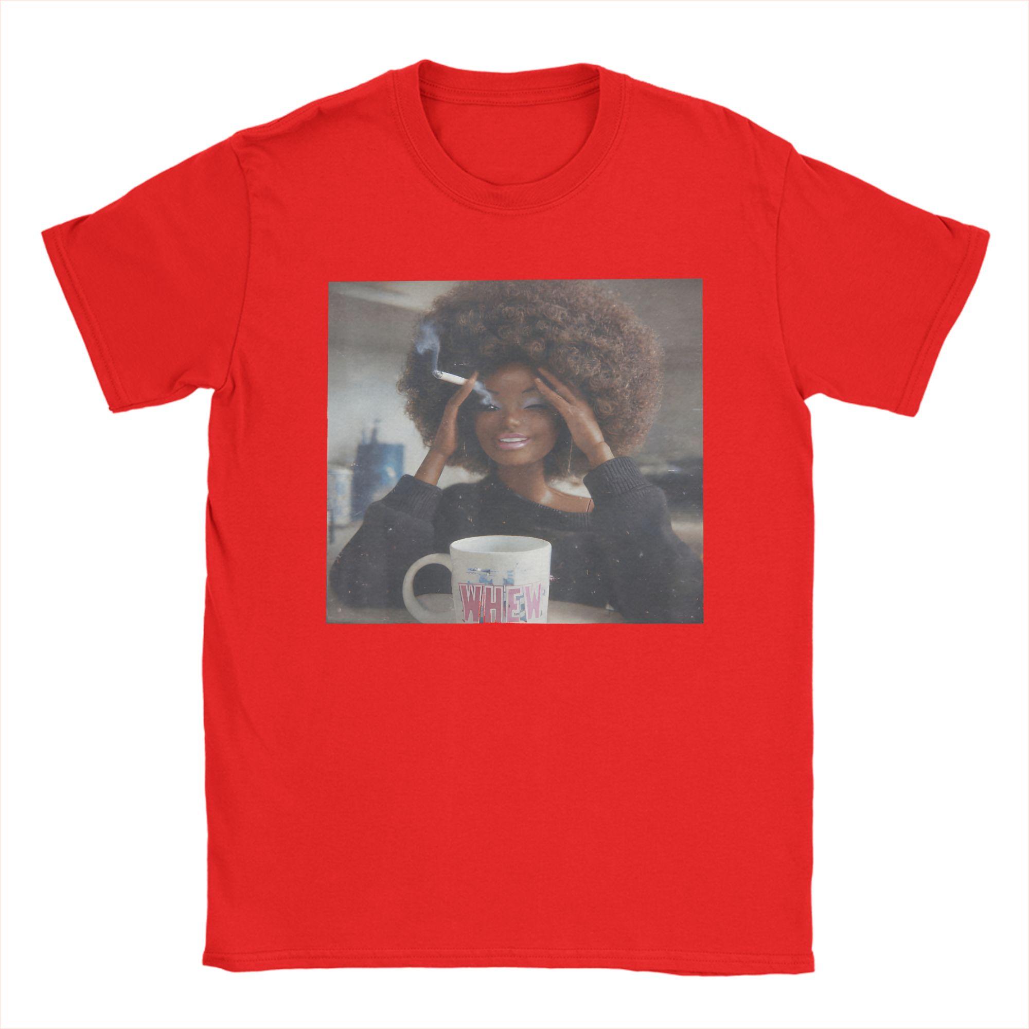 

Fun Doll Face Sarcastic Doll Smoking Yk Unisexs T Shirts Unique Tee Shirt Short Sleeve Round Collar TShirts Pure Cotton 6XL Tops S