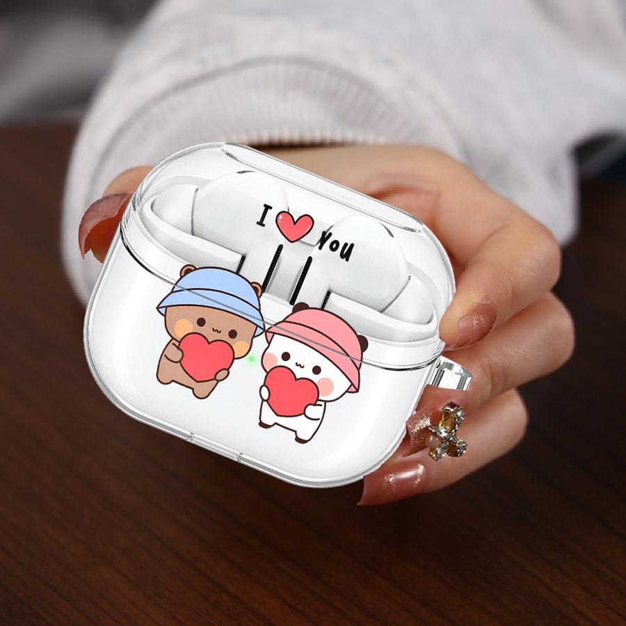 

Cartoon Couple B-Bubu Clear Earphone Cases Cover With Hook Case For Samsung Galaxy Buds 4Pro 2 Live 4 Pro 2Pro 3 FE 3Pro Buds 3 Pro