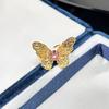 Exquisite Pink Diamond Butterfly Crown Ring: Fashionable, Versatile, Unique Design for Women