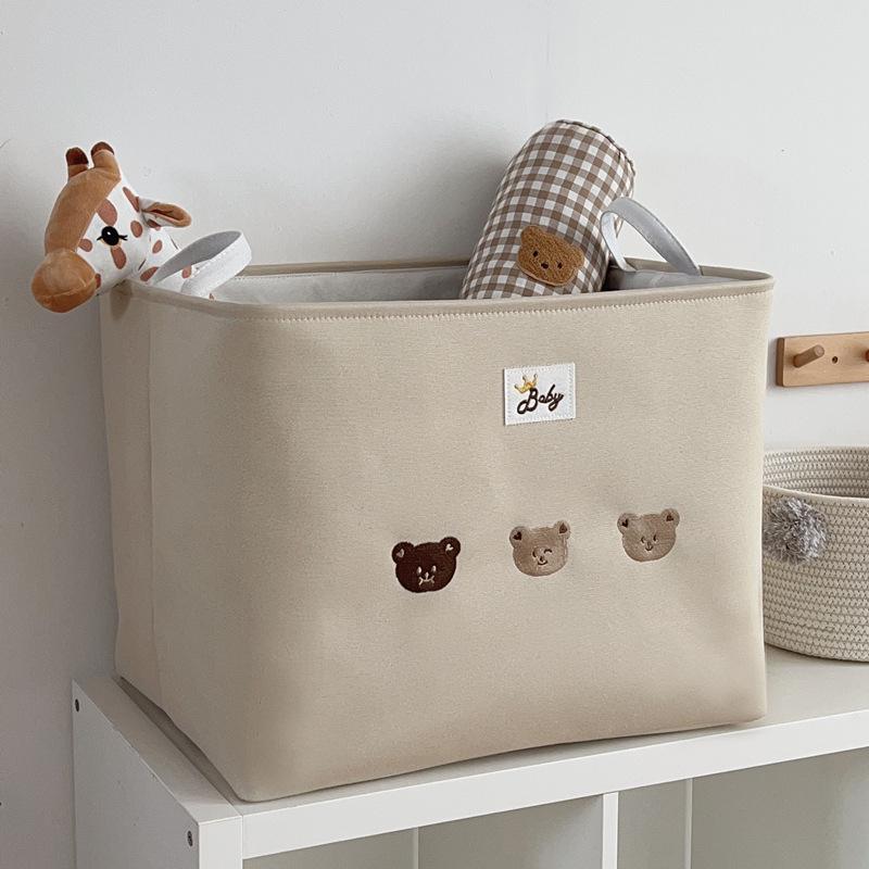 Large-Capacity Cartoon Fabric Storage Box for Toys & Clothes - Dustproof & Portable Wardrobe Organizer