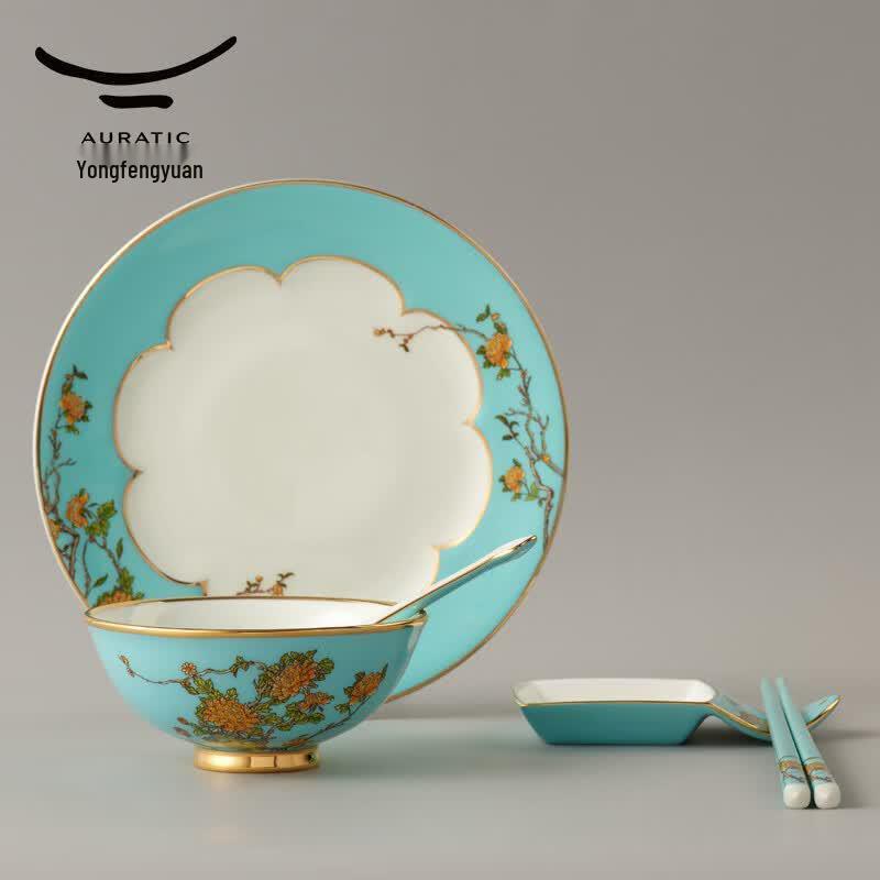 Auratic Madam Porcelain West Lake Blue 6-Piece Dinnerware Set