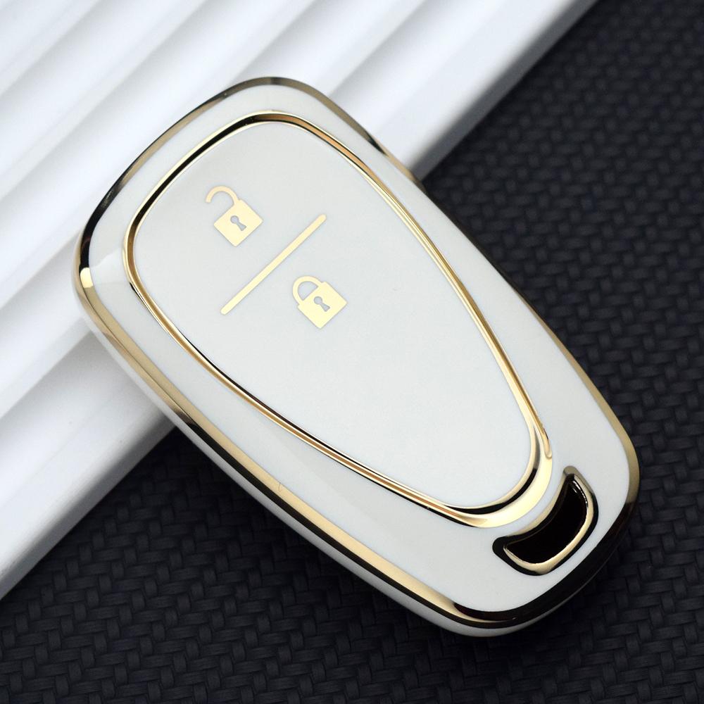 

Чехол для ключей из ТПУ с 2 3 кнопками, чехол-брелок для Chevrolet Cruze Spark Onix Volt Aveo Sonic, умный держатель для ключей с дистанционным управлением, защитная сумка 2 Buttons белый