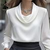 Moda feminina casual primavera outono cor sólida estampa blusas e camisas de manga comprida