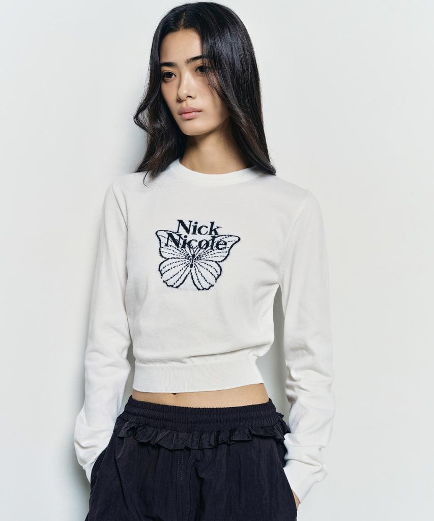 Nigaennikol Mini Butterfly Signature Sleeve Knit_Ivory Black