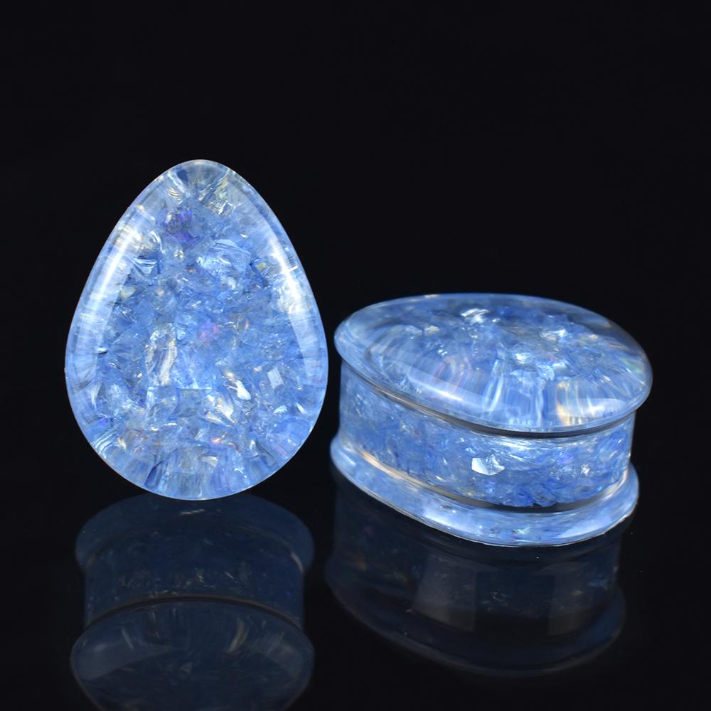 2pcs 8-50mm Multicolore Paillettes Brillantes Goutte d'Eau Plug d'Oreille Tunnels Jauges Écarteur Élargisseur d'Oreille Bijou de Corps pour Femmes Hommes