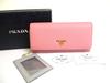 Authentic Pink and Gray Deer Leather Bifold Long Flap Wallet #a636  Refurbished
