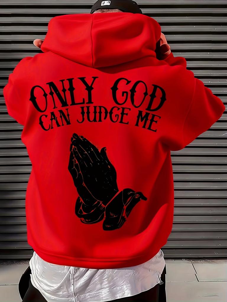 Only God Can Judge Me Praying Hands Graphic Hoodie Men Women Streetwear Casual Pullover Sweatshirt Vintage Gothic Harajuku Hip Hop Fleece Daily Top