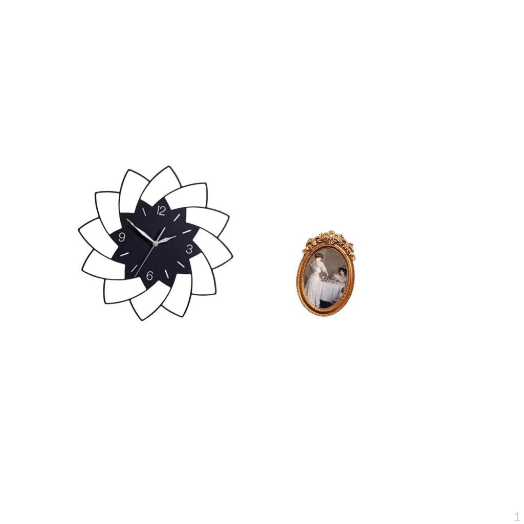 Acrylic Clock with Ornate Resin Photo Frame Hanging Quiet Indoor Decorative Clocks Tabletop Display