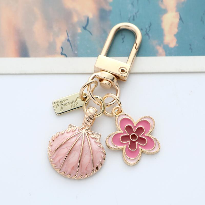 2pcs Women Bag Pendant Creative Colorful Shell Flowers Cute Kawaii Accessories Multifunctional Keychains