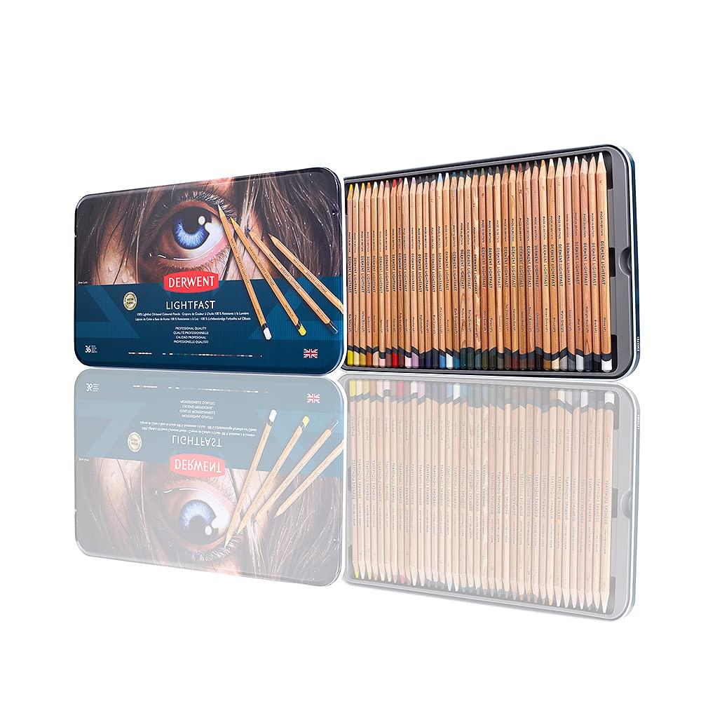 

[Official Japanese Product] Derwent Lightfast Colored Pencils, 36-Color Set, Metal Case, 2302721, 100% Lightfast, Oil-Based