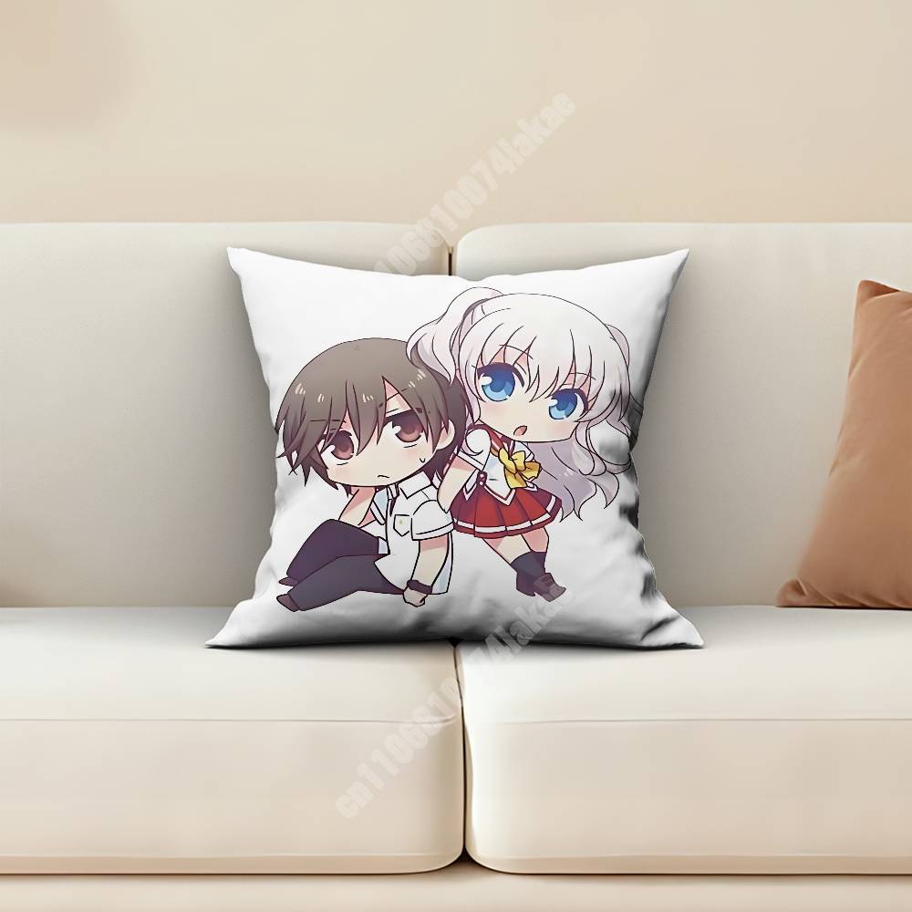 Charlotte Tomori Nao  Otosaka Yuu Pillow Cover Sofa Couch Cushion Case Creative Workspace Accent Home Decor