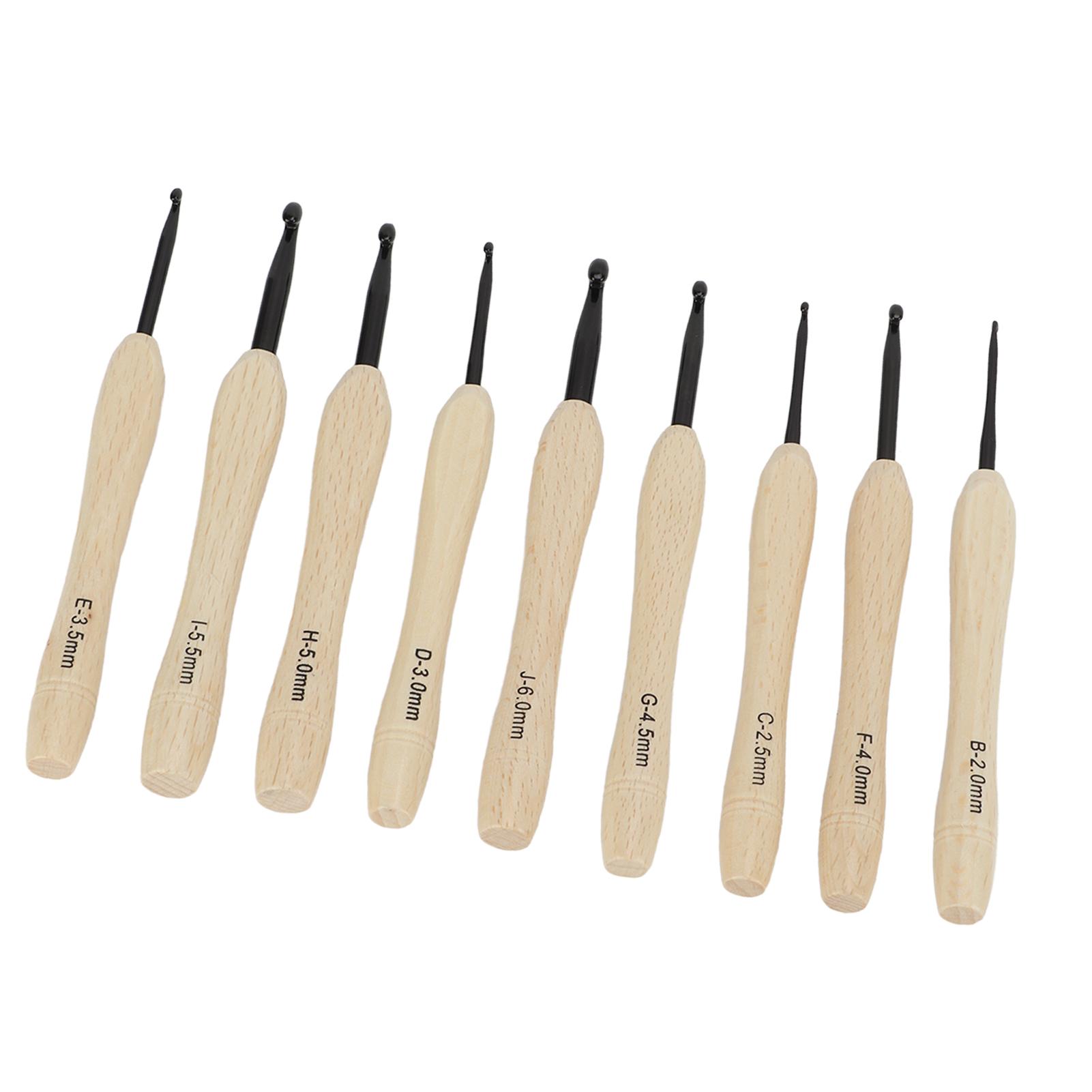 

9PCS Crochet Hooks DIY Handcraft Ergonomic Crochet Needle with Wooden Handle for Crochet Lover for
