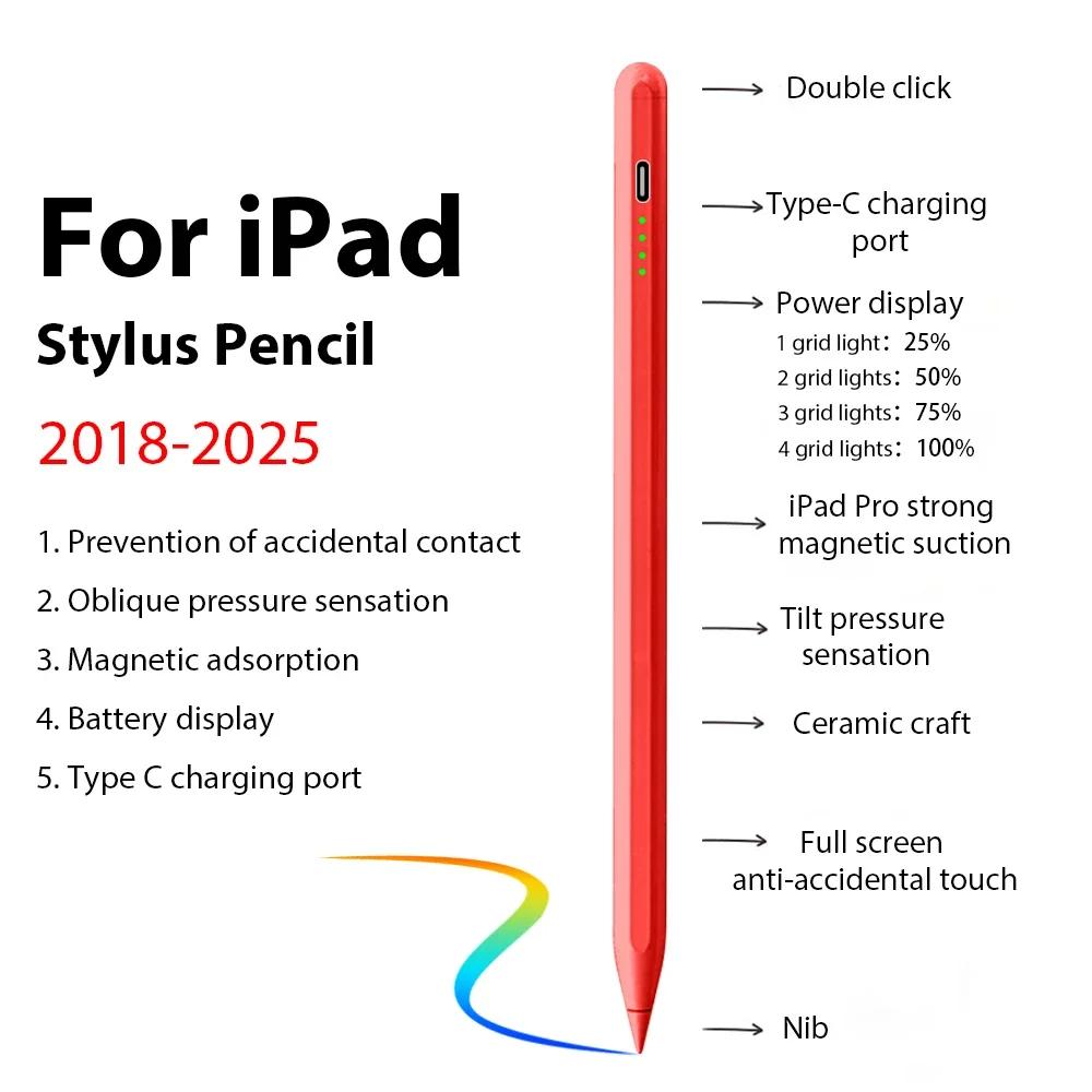 For Pencil Stylus For iPad A16 11th Air 13 5 4 M3 M2 Pro 11 12.9 M4 Pens 10 9 10th 9th Generation Mini 7 6 Touch Pen