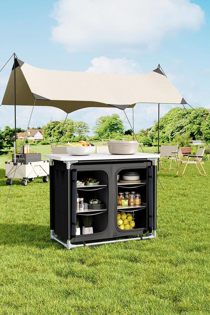 Folding Outdoor Kitchen Cupboard Storage Shelf Table