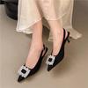 Stiletto High Heels Temperament Socialite Black Bag Head Sandals Fairy Shoes 2025 New Spring and Summer Pointed Single Shoes