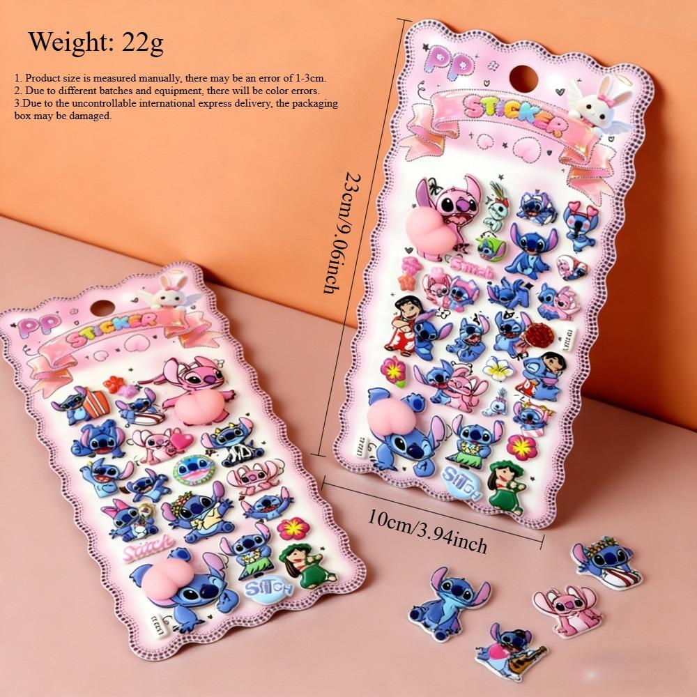 Disney Stitch Soft Pinched Happy Buttocks Sticker Children's Decompression 3D Bubble Sticker Phone Case Decoration Sticker