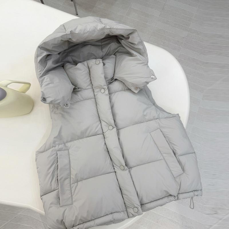Hooded down cotton vest women's autumn and winter new thickened warm short vest jacket loose casual cotton clothes
