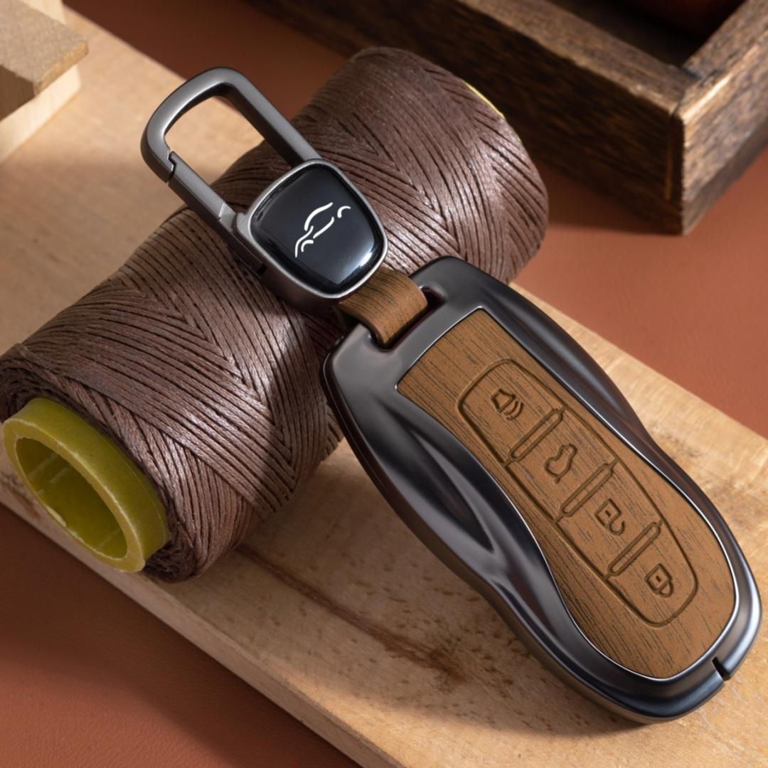 

Leather Car Remote Key Cover Fob Shell Protector Case Keychain For Ford Equator Sport Ecoboost Auto Accessories