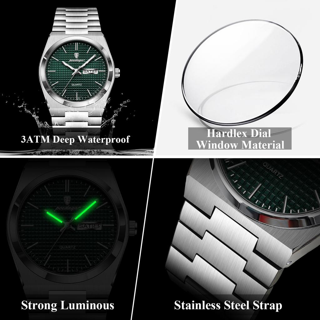 Luxury Men Wristwatch Waterproof Luminous Date Stainless Steel Male Clock Business Quartz Watches For Men