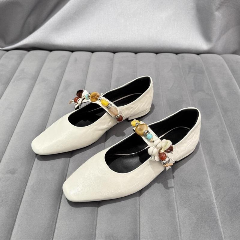 

Fashion Square Toe Shallow Mouth Low Heel Single Shoes Autumn New Metal Slip Strap Soft Sole Non-slip Low Top Shoes 35