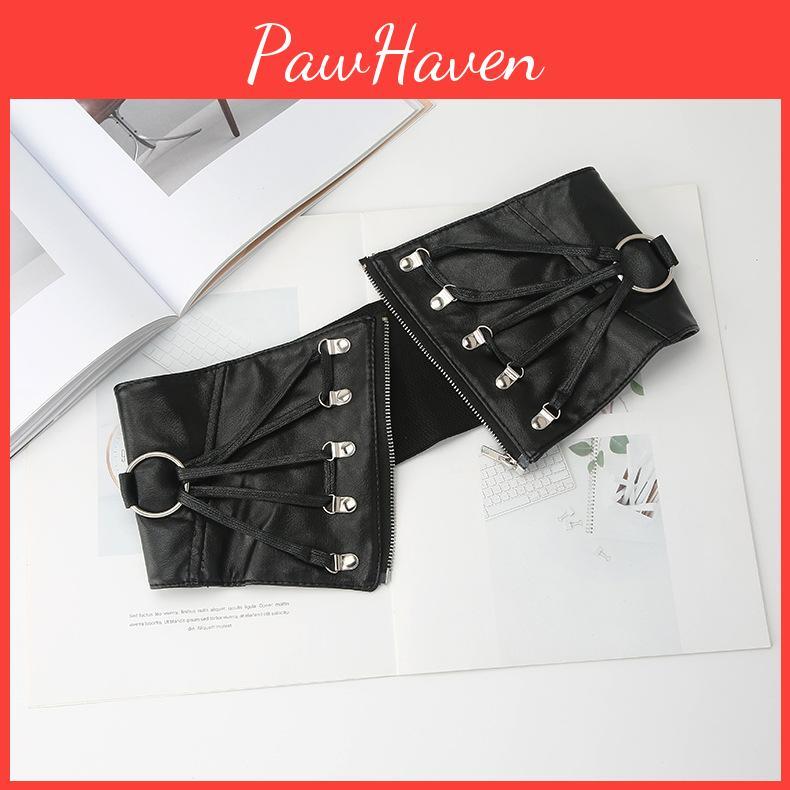 Fashion Solid Color Strap Decoration Women Casual Elastic Wide Waistband For Fashionable Office Look