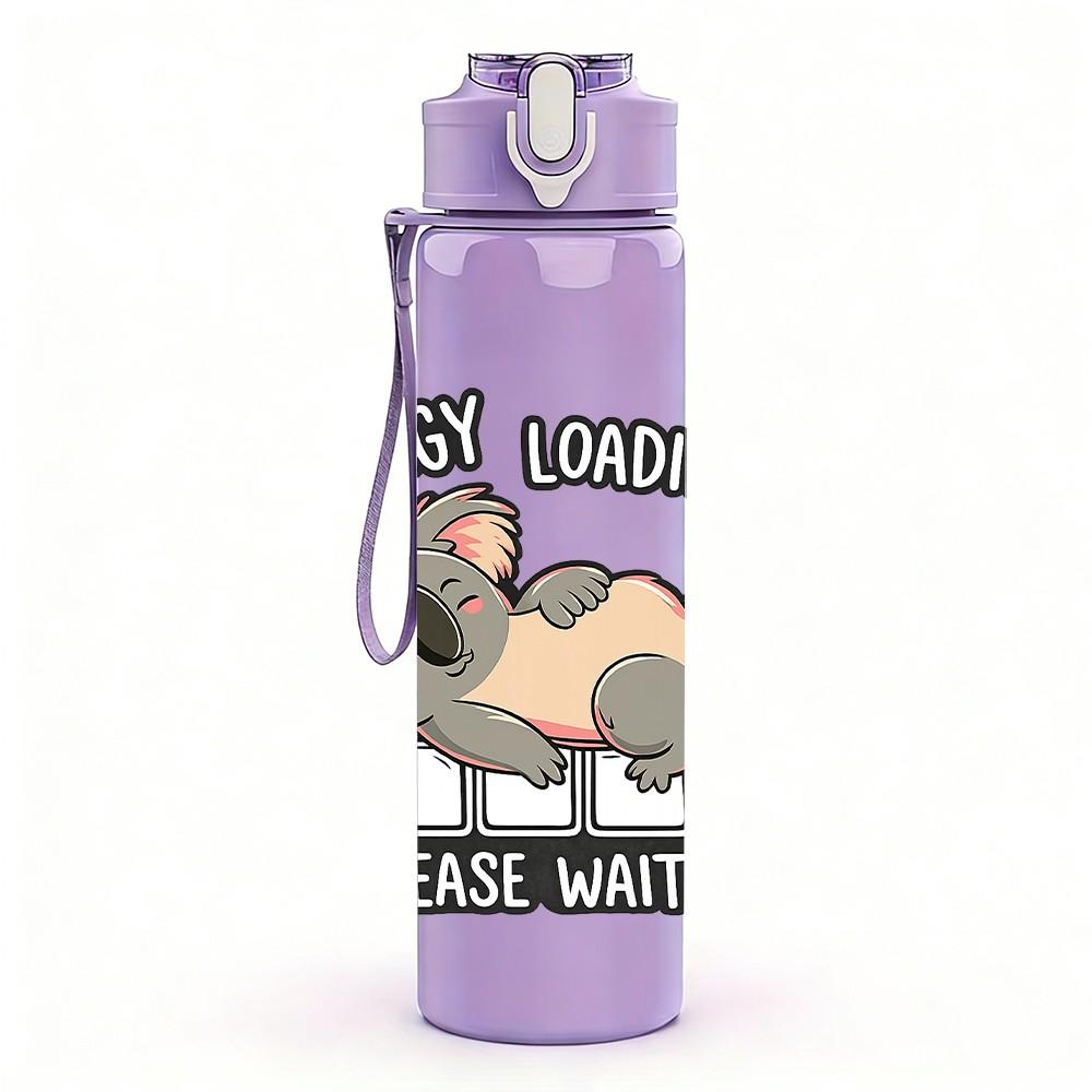 1PC Cat Mouse Funny Cartoon Print 750ml Color Plastic Sports Water Bottle Leakproof Flip Straw Lid Suitable for Sports Office Home Use