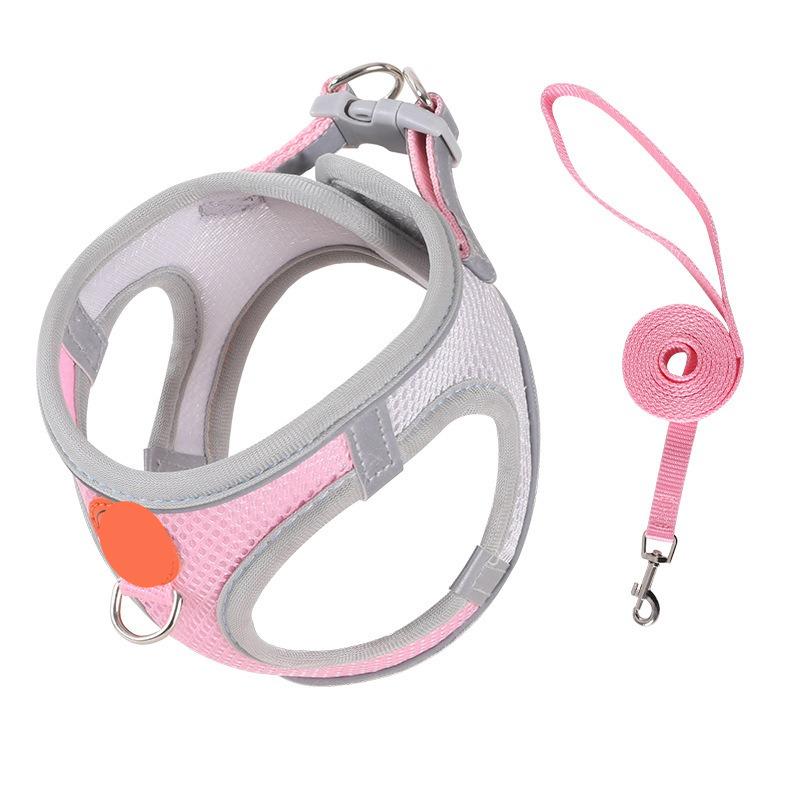 

Night Reflective Safety Rope Prevent Breaking Free From Pet Leash Small and Medium-sized Cats and Dogs Going Out with Anti Loss Ropes Pet Harness S Within 2-3kg 1.5m розовый
