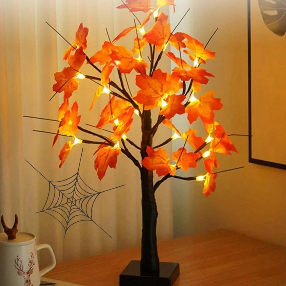 1 Pack Fall Lighted Maple Tree LED Lights Thanksgiving Decoration Artificial Tree Lights Battery Powered DIY Table Light for Desktop Indoor Decor Battery-Powered оранжевый