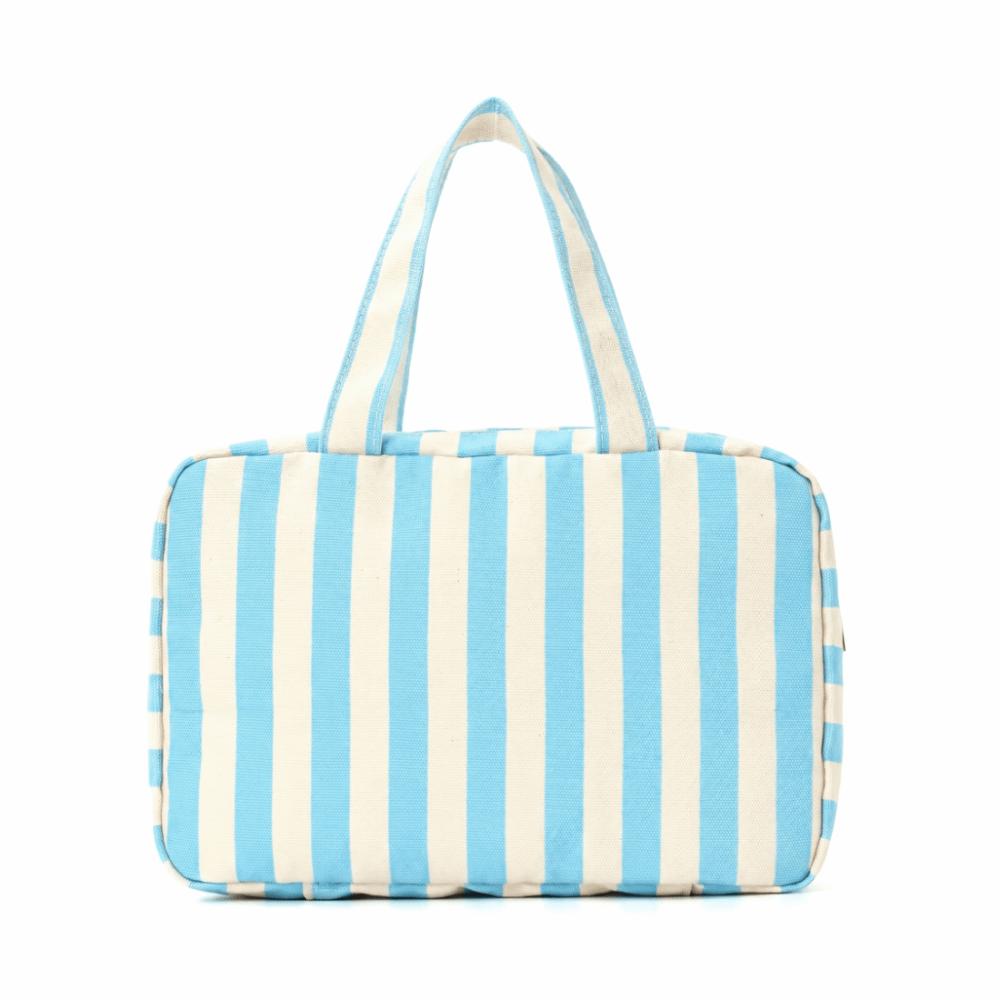 

Dustproof Travel Storage Bag Striped Make Up Bag Multi-functional Clothing Bag Space Saving Blue&Beige