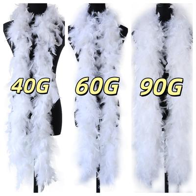 Boa Pufoasă Albă din Pene de Curcan DIY 40G 60G 90G 2 Metri Pene Chandelle Șal Eșarfă pentru Petrecere de Carnaval Decorațiuni Vestimentare