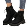 Thick-soled Lace-up Martin Boots Women's Height-increasing Versatile Large-size Short Leather Boots