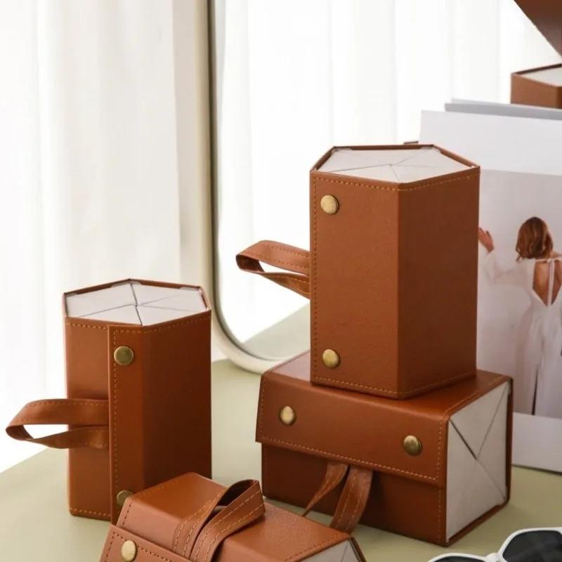 Retro Foldable Glasses Organizer - PU Leather 4/6 Slot Eyewear Case, Portable Sunglasses Holder for Purse/Backpack Storage