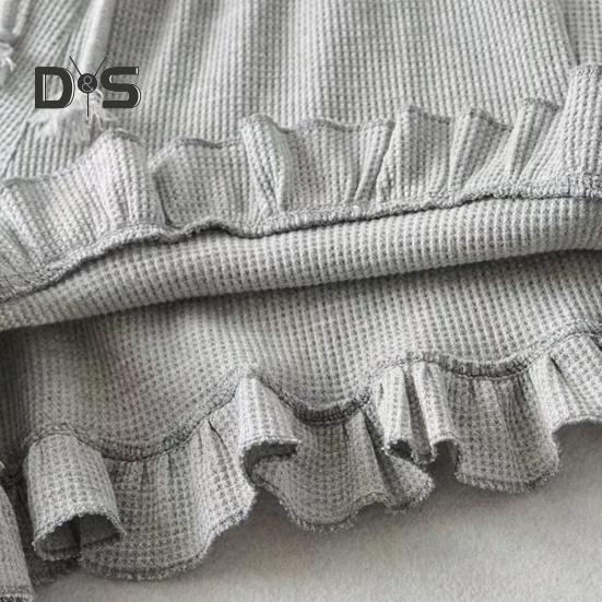 Dámské vaflové pletené šortky se stahovací šňůrkou, elastický pas, volánkové šortky, široké nohavice, splývavé šortky, ležérní letní outfit