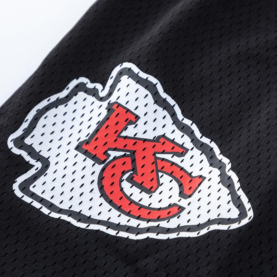 EES-15 Herren Mesh Sportshorts, Schwarz Kansas City Chiefs Logo Print Atmungsaktiv Sommer Street Strand Boardshorts