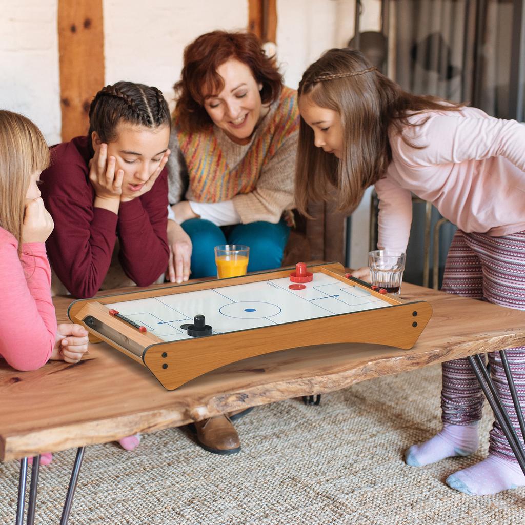 2.5FT Tabletop Air Hockey Game Table Wooden Portable Party Gaming Toy for Kids Children Adult