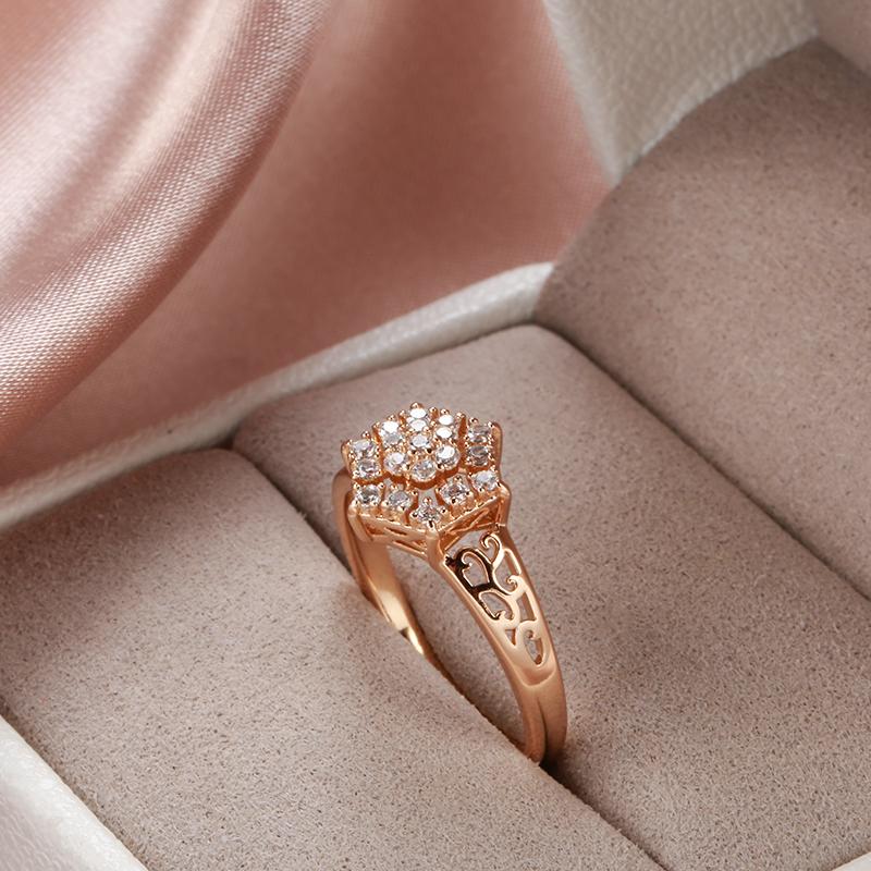 Kinel Zircon Full Paved Rings For Women Rose Gold Color Jewelry Gift