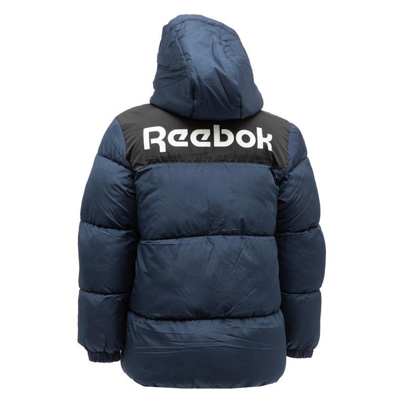 Navy Hooded Puffer Jacket with Embroidered White Logo Child REEBOK