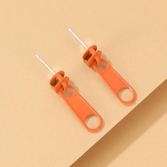 1 Pair Stud Earrings Zipper Shape Plated Jewelry Cartoon Candy Color Ear Studs for