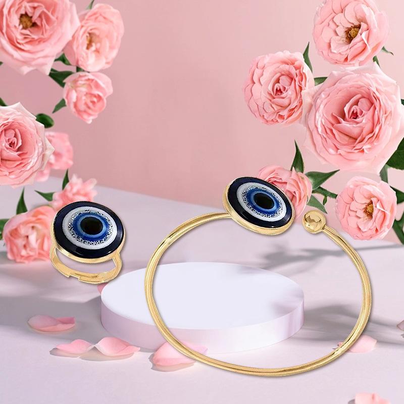 Two-piece Devil's Eye Bracelet Ring Set