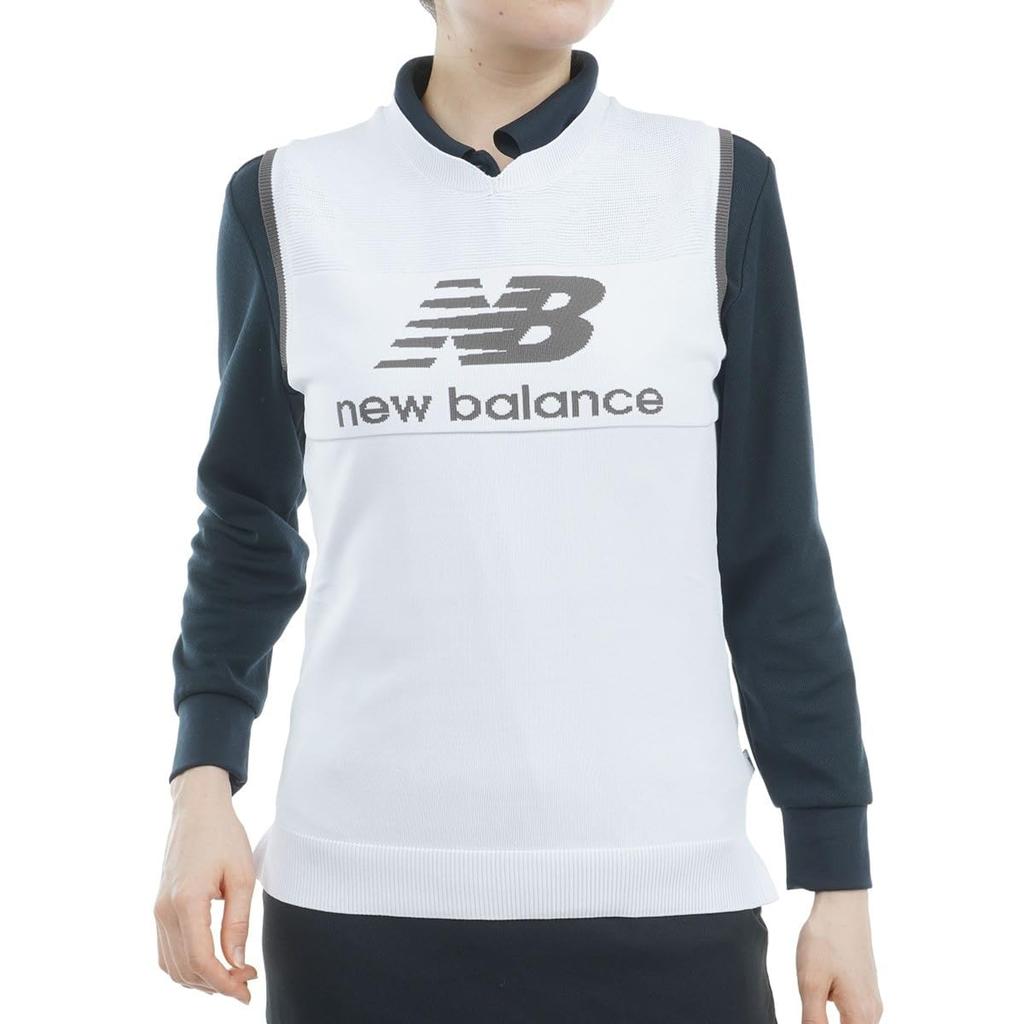 New Balance Golf Crew Neck Knit Vest Logo 0 (Stretch, Jacquard) / Women's / 012-4273501 030_White [S]