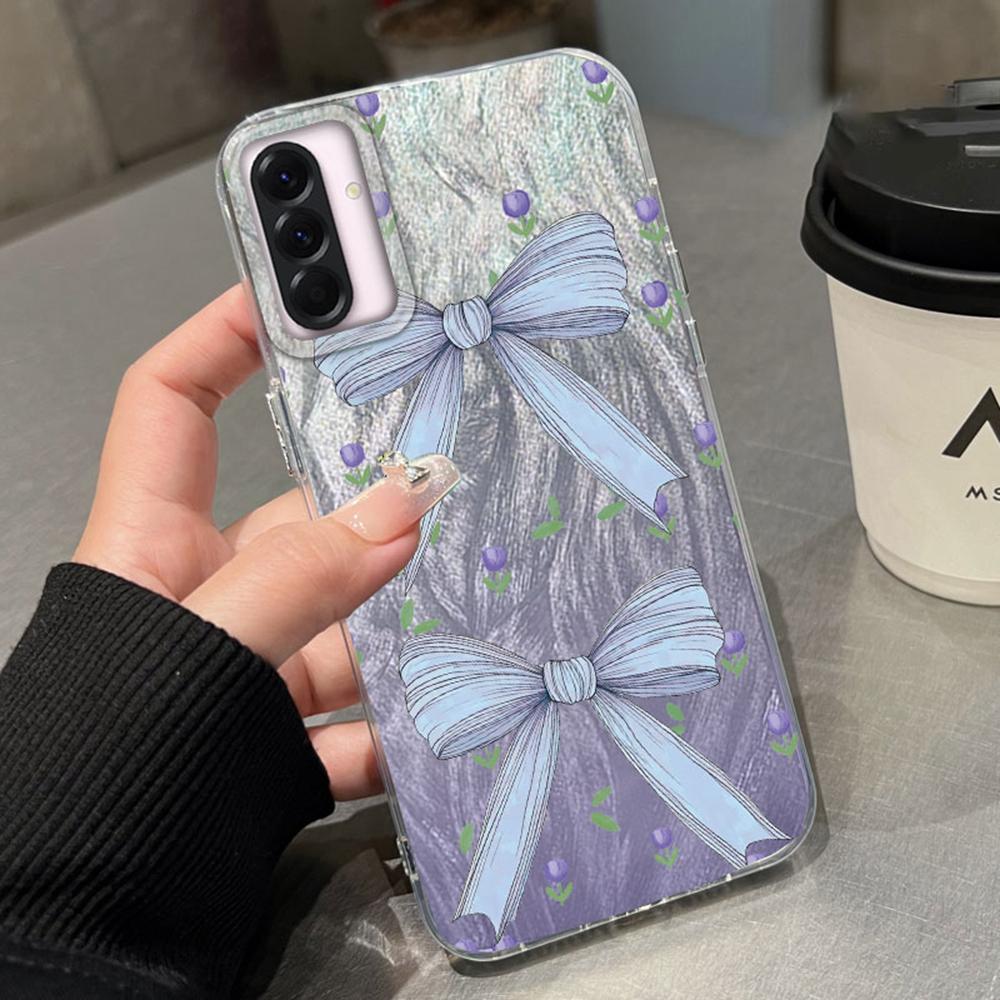 Blue Bow Green Heart Love Phone Cases For Samsung Galaxy A56 A26 A36 A16 A55 A25 A15 A35 S25 S24 Silicone Couple Fundas Cover