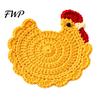 Decorative Kitchen Accessories Handmade Crochet Hen Coasters for Drinks, Cute Cartoon Yarn Cup Mats, Heat Handcrafted Woolen Trivets Resistant