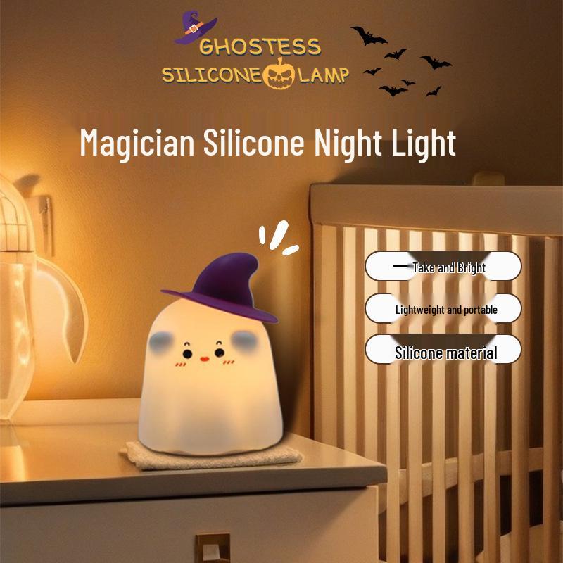 

Magician Silicone Night Light - USB Rechargeable, Creative Ornament for Halloween & Christmas Color Light Version