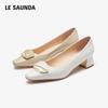 Le Saunda Women's Elegant Square Toe Mid-Heel Pumps