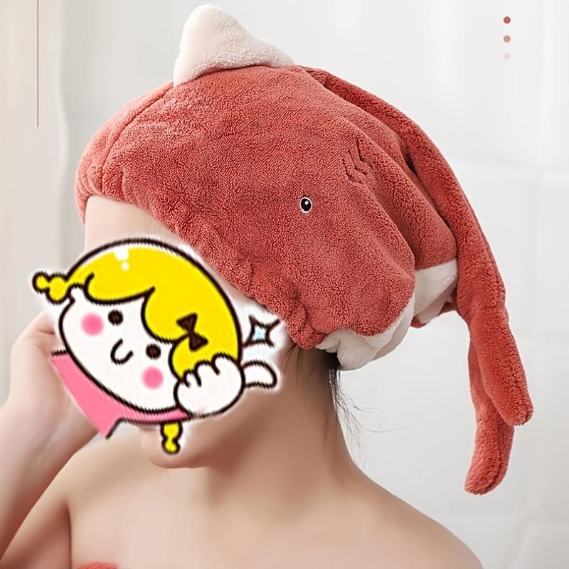 2 peças Touca de Secagem de Cabelo de Lã de Coral Ultramacia com Design de Peixe, Envoltório de Toalha Absorvente de Secagem Rápida, Presente Bonito para Uso Doméstico Mistura de Poliéster, Lavável à Máquina